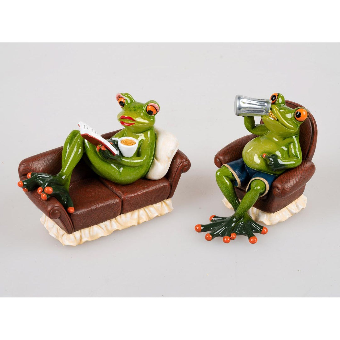 2er Set Froschhausen Froschpaar Feierabend im Wohnzimmer