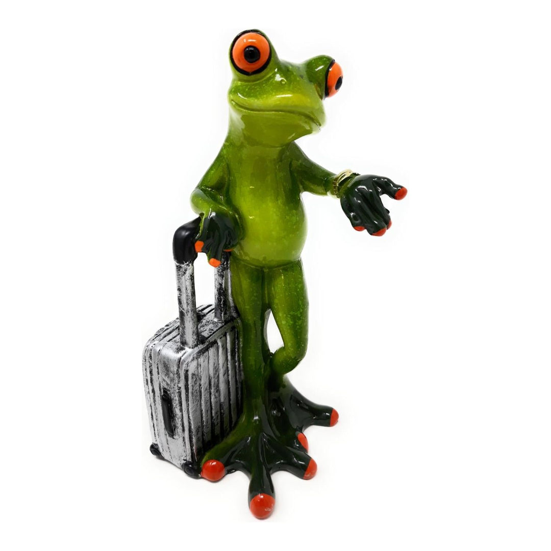 2er Set Dekofiguren Froschpaar auf Reisen mit Koffer