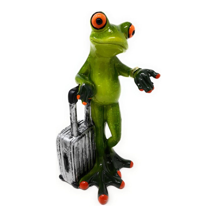2er Set Dekofiguren Froschpaar auf Reisen mit Koffer