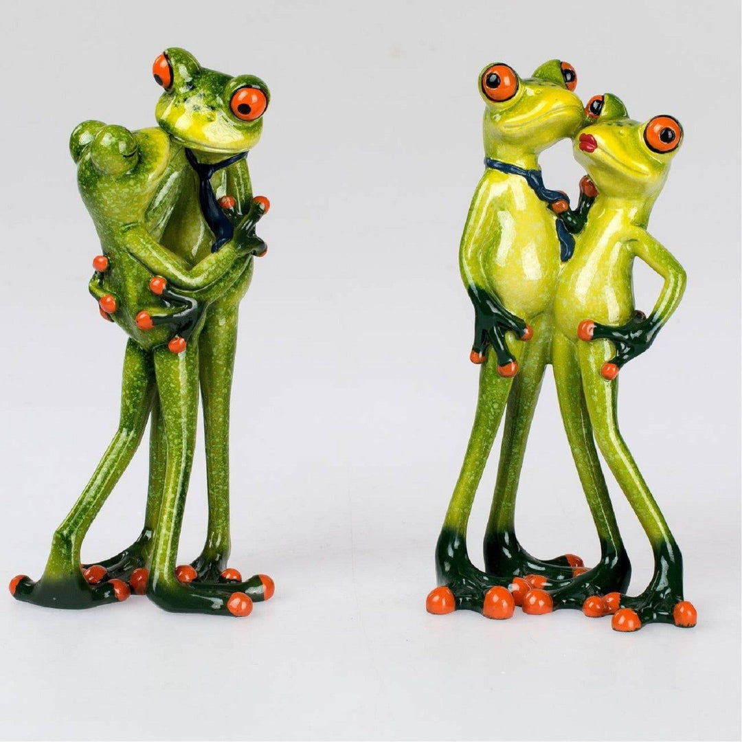2er Set Dekofiguren Froschpaar Kisses, küssende Frösche