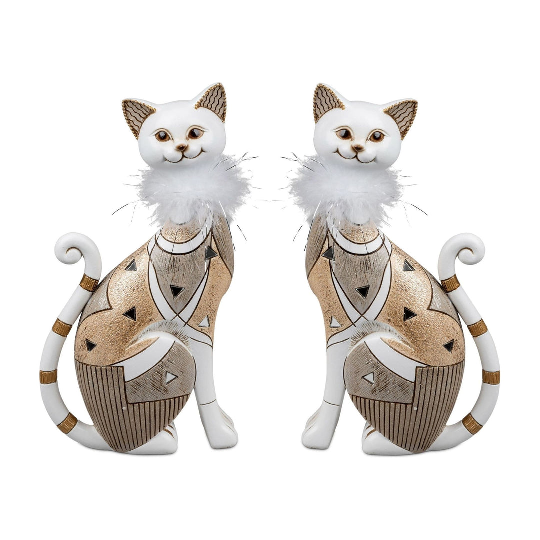 2er Set Dekofiguren Katzen CREAM H. 31cm