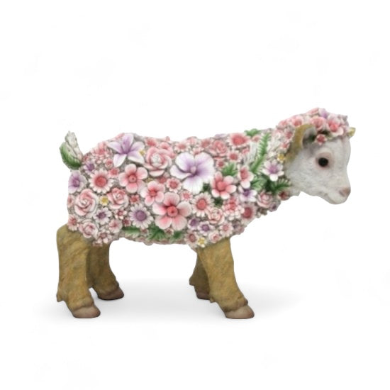 Dekofigur Blumenziege stehend
