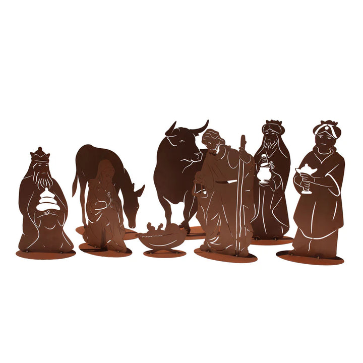 Krippenszene – Heilige Nacht (Metall-Dekoration) 8 teiliges Set