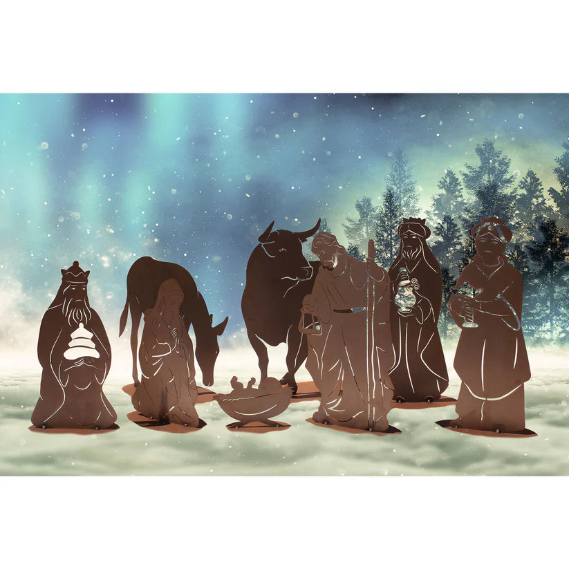 Krippenszene – Heilige Nacht (Metall-Dekoration) 8 teiliges Set