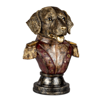 Deko-Büste Hund im Uniformstil – 25 x 35 cm