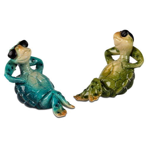 2er Set Dekofiguren Schildkröten Harry mit Sonnenbrille 10x9cm