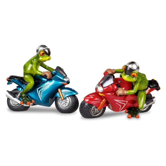 2er Set Frösche auf Motorräder