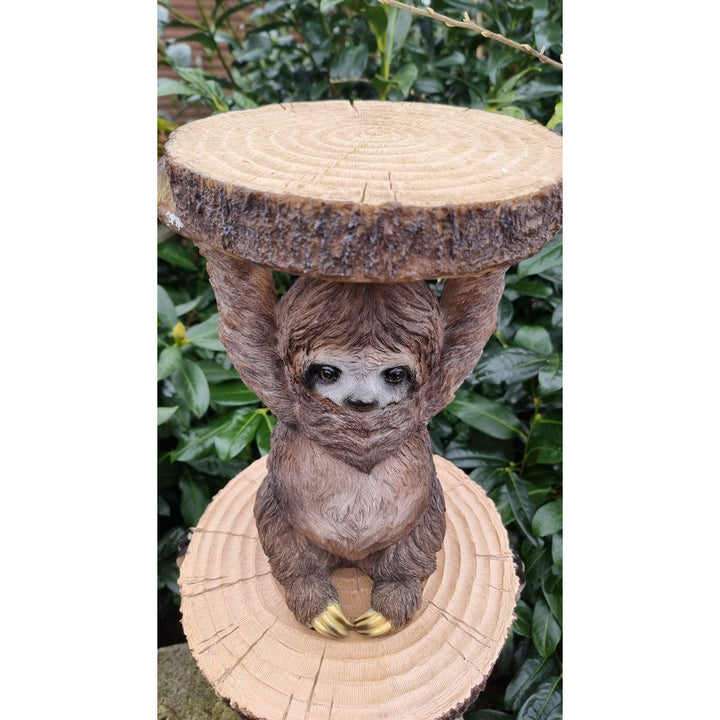 Beistelltisch / Nachttisch Faultier Tami mit runder Tischplatte in Holzoptik – 35,5 cm