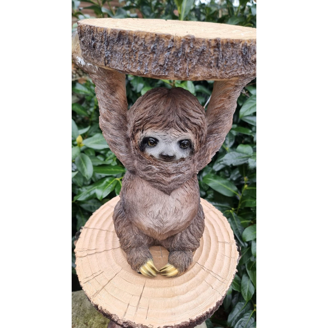 Beistelltisch / Nachttisch Faultier Tami mit runder Tischplatte in Holzoptik – 35,5 cm