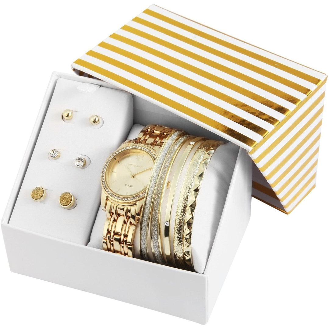 Excellanc Damenuhr mit Metallband und Schmuckarmbändern und Ohrringe - Luxurelle-Shop