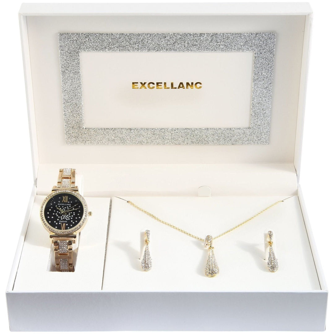 Excellanc Geschenkset mit Damenuhr, Halskette und Ohrringen in 3 Varianten - Luxurelle-Shop