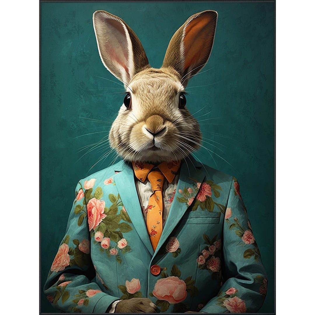 Wandbild „Lord Hase im Anzug“ – 90 × 120 cm