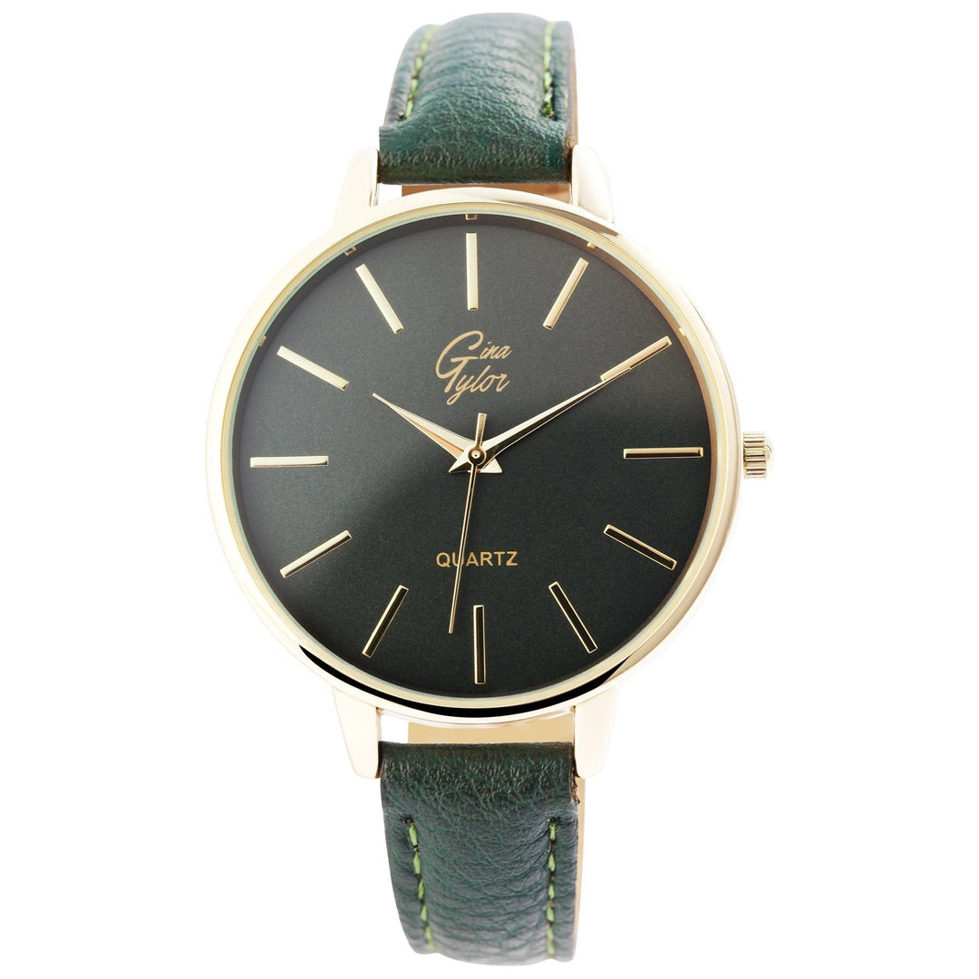 Gina Tylor Damengeschenkset mit Armbanduhr, Halskette und Ohrringen, dunkelgrün/goldfarbig - Luxurelle-Shop