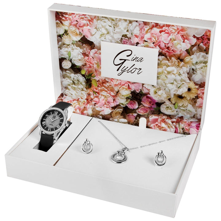 Gina Tylor Geschenkset mit Armbanduhr und Schmuckset aus Kette und Ohrsteckern - Luxurelle-Shop