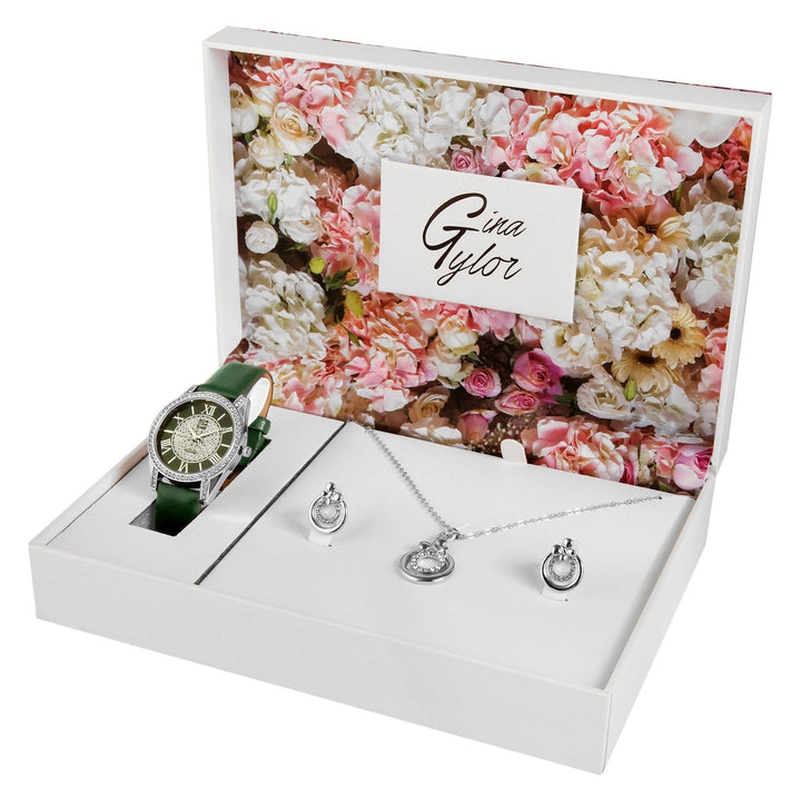 Gina Tylor Geschenkset mit Armbanduhr und Schmuckset aus Kette und Ohrsteckern - Luxurelle-Shop