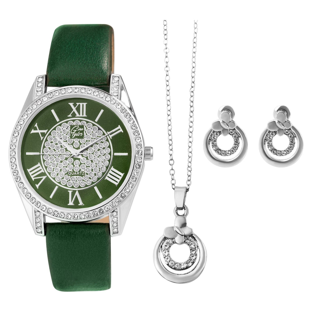Gina Tylor Geschenkset mit Armbanduhr und Schmuckset aus Kette und Ohrsteckern - Luxurelle-Shop