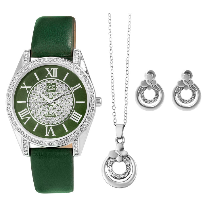 Gina Tylor Geschenkset mit Armbanduhr und Schmuckset aus Kette und Ohrsteckern - Luxurelle-Shop