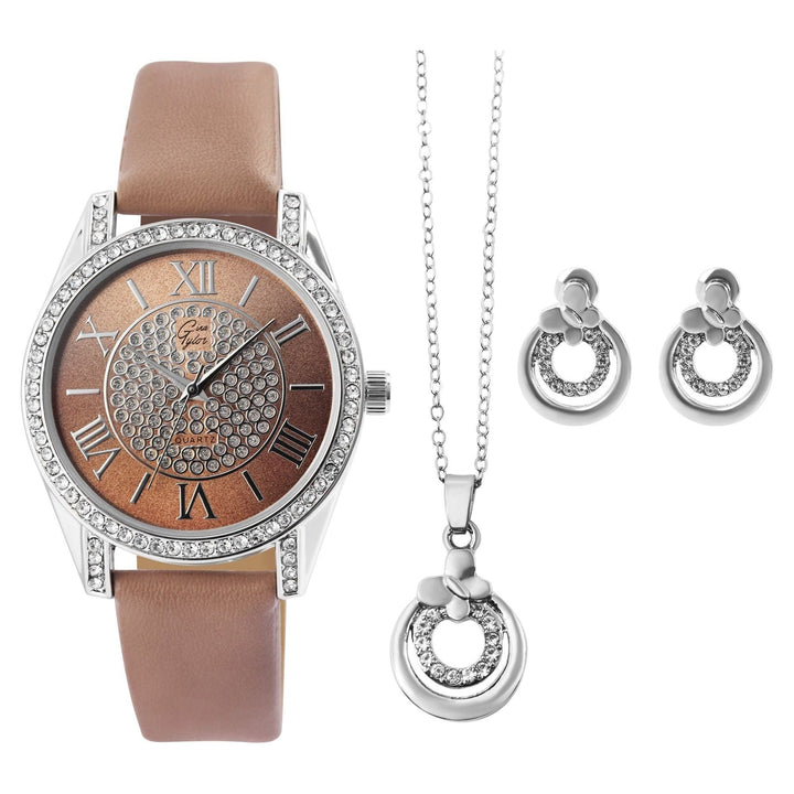 Gina Tylor Geschenkset mit Armbanduhr und Schmuckset aus Kette und Ohrsteckern - Luxurelle-Shop