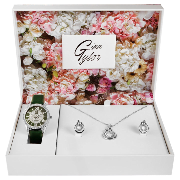 Gina Tylor Geschenkset mit Armbanduhr und Schmuckset aus Kette und Ohrsteckern - Luxurelle-Shop