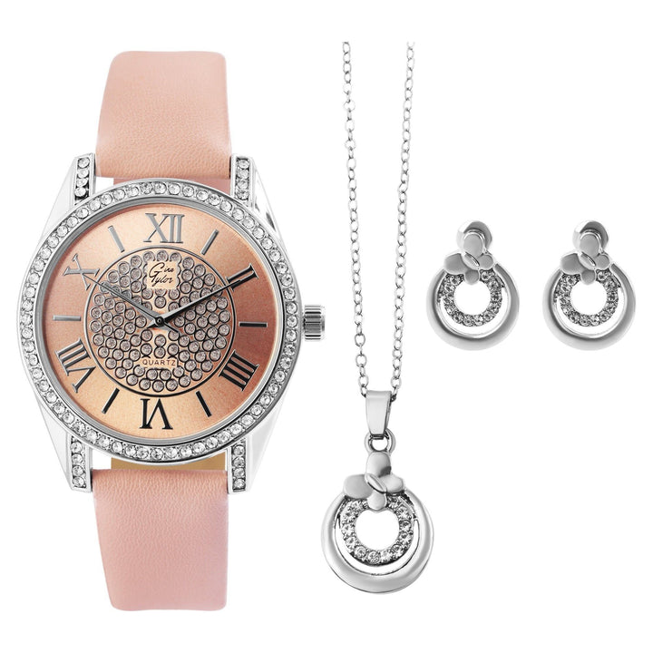 Gina Tylor Geschenkset mit Armbanduhr und Schmuckset aus Kette und Ohrsteckern - Luxurelle-Shop