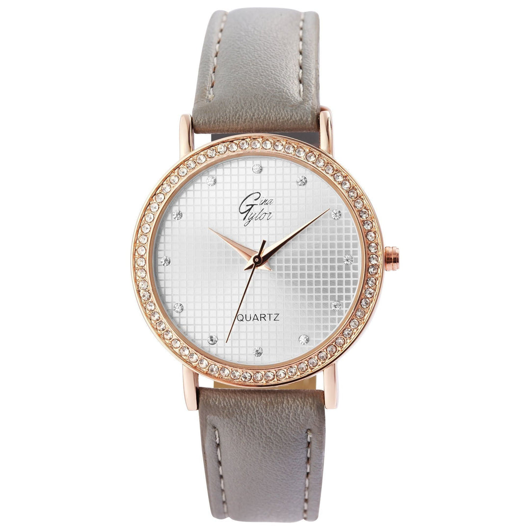 GinaTylor Damengeschenkset mit Armbanduhr, Halskette und Ohrringen,grau/roségoldfarbig - Luxurelle-Shop