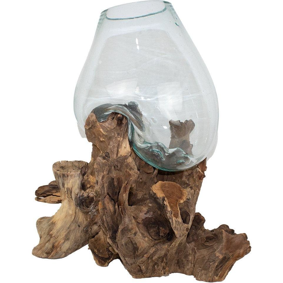 Glas XL mundgeblasen auf Wurzelholz - Luxurelle-Shop