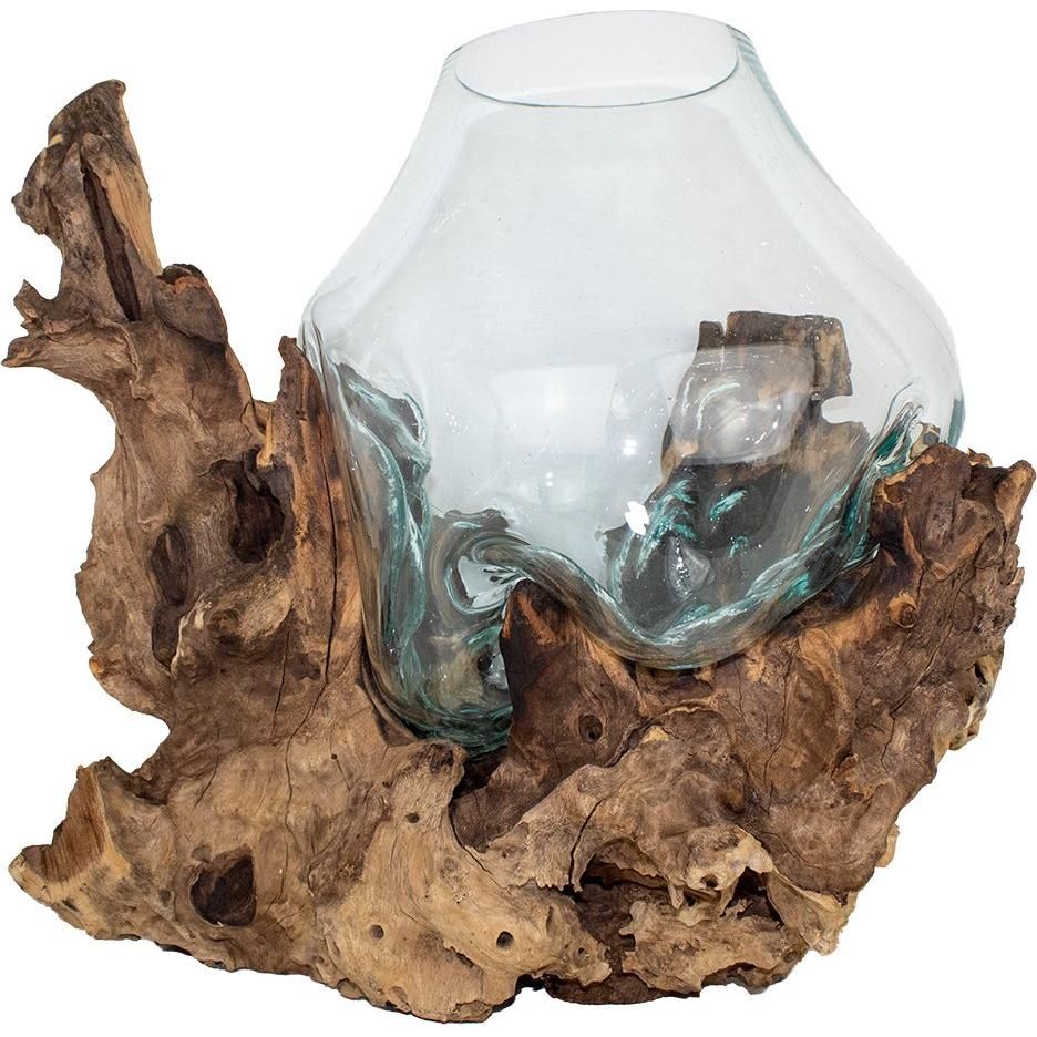 Glas XXL mundgeblasen auf Wurzelholz - Luxurelle-Shop