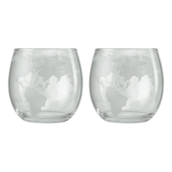 Gläser mit gefrosteter Weltkarte - Luxurelle-Shop