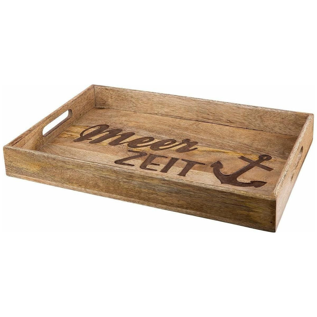 Holz Deko Tablett "Meerzeit" 43 cm - Luxurelle-Shop