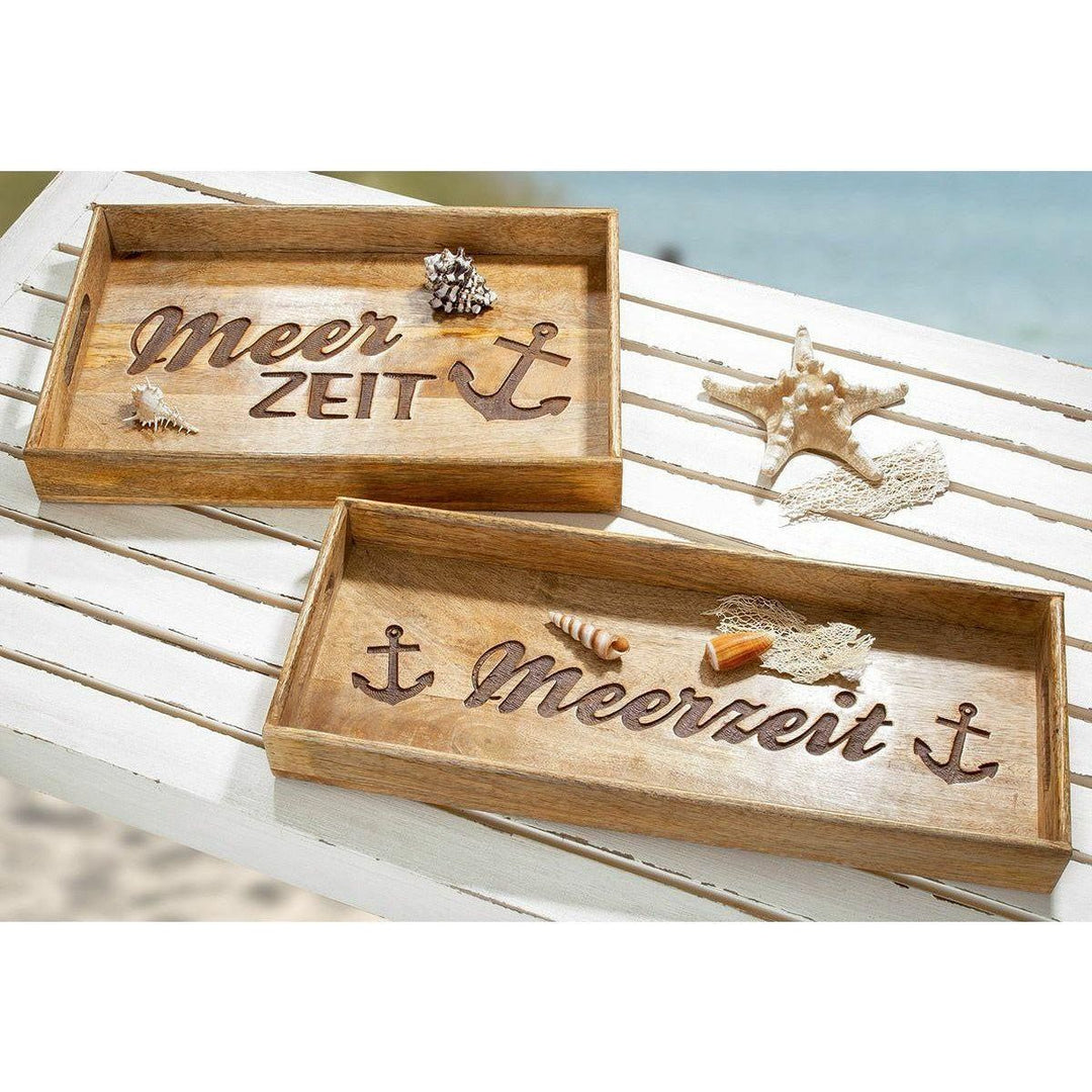 Holz Deko Tablett "Meerzeit" 43 cm - Luxurelle-Shop