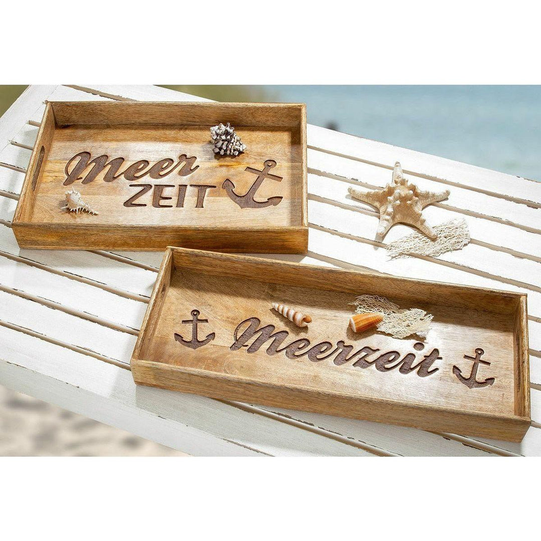 Holz Deko Tablett "Meerzeit" 50 cm - Luxurelle-Shop
