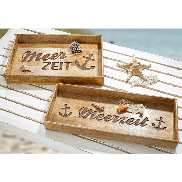 Holz Deko Tablett "Meerzeit" 50 cm - Luxurelle-Shop