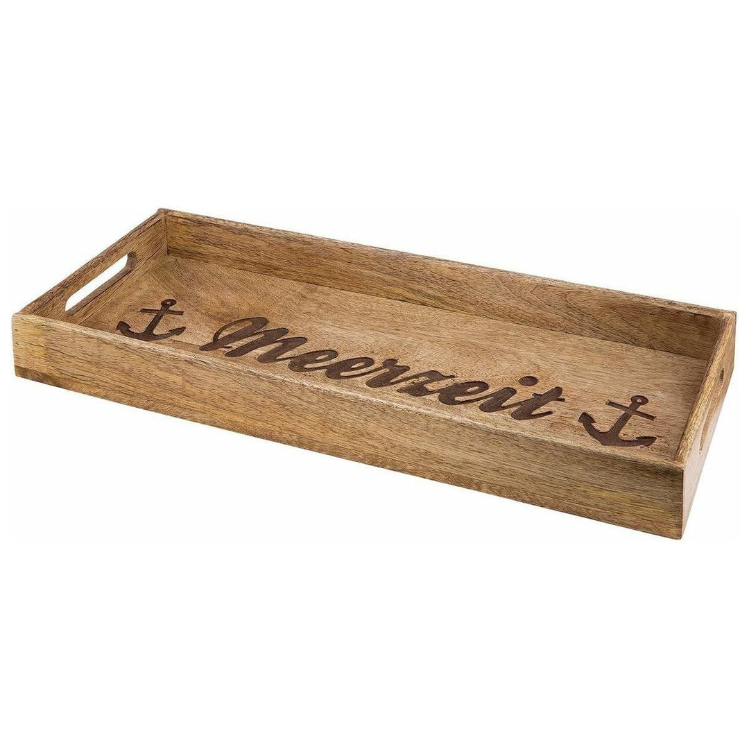 Holz Deko Tablett "Meerzeit" 50 cm - Luxurelle-Shop