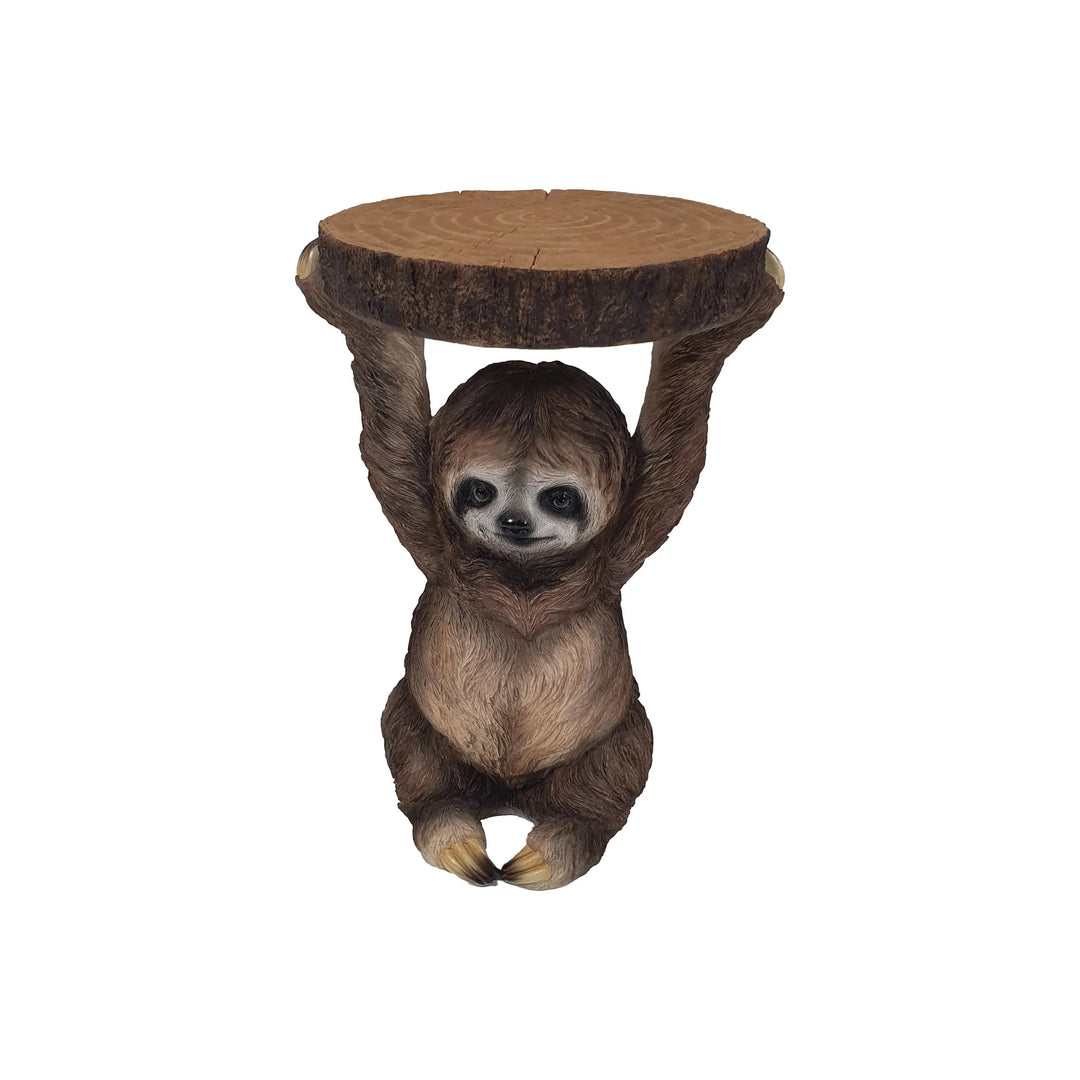 Beistelltisch / Nachttisch Faultier Tami mit runder Tischplatte in Holzoptik – 35,5 cm