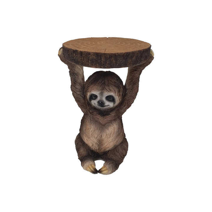 Beistelltisch / Nachttisch Faultier Tami mit runder Tischplatte in Holzoptik – 35,5 cm