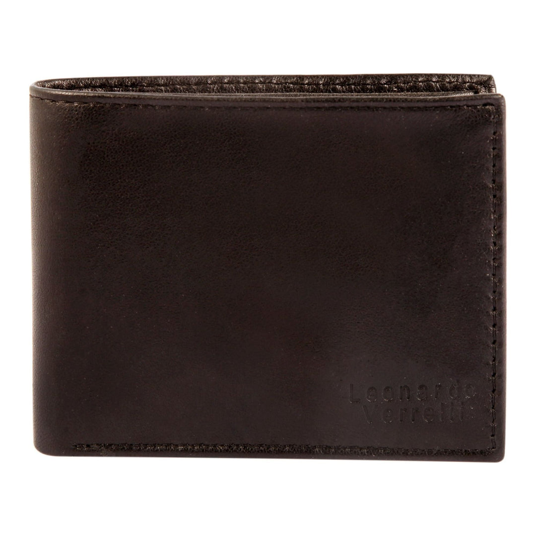 Leonardo Verrelli Geschenkset mit Geldbörse und Gürtel aus Echtleder, dunkelbraun - Luxurelle-Shop