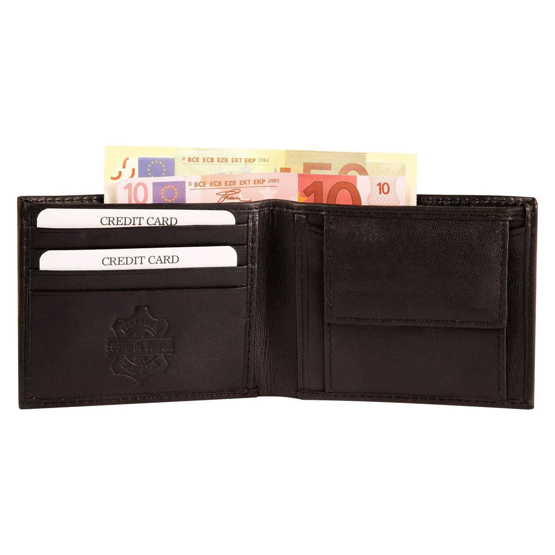 Leonardo Verrelli Geschenkset mit Geldbörse und Gürtel aus Echtleder, schwarz - Luxurelle-Shop