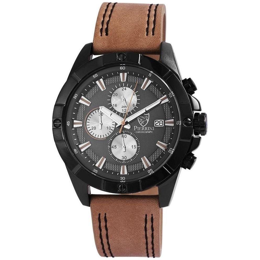Pierrini Herren - Armbanduhr Echt Lederband Chronograph Quarz - Luxurelle-Shop