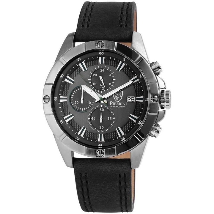 Pierrini Herren - Armbanduhr Echt Lederband Chronograph Quarz - Luxurelle-Shop