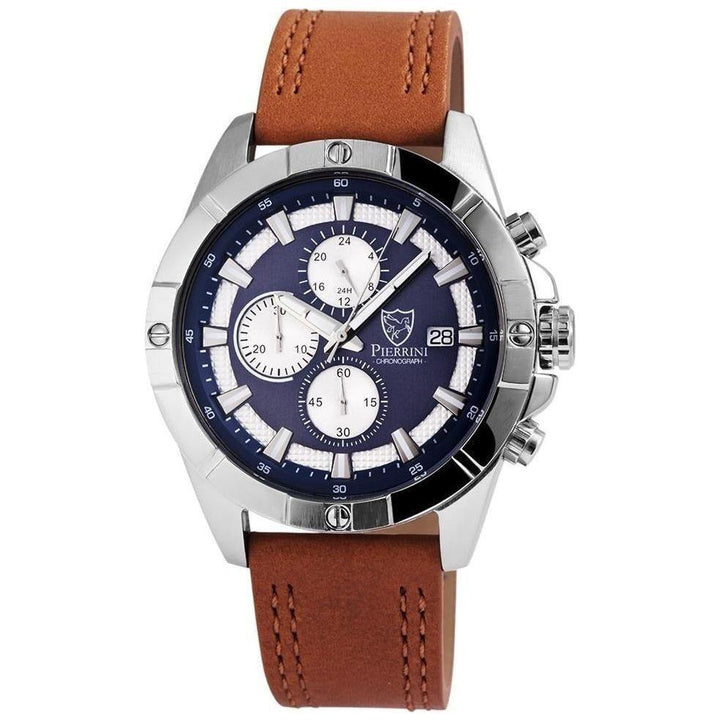 Pierrini Herren - Armbanduhr Echt Lederband Chronograph Quarz - Luxurelle-Shop