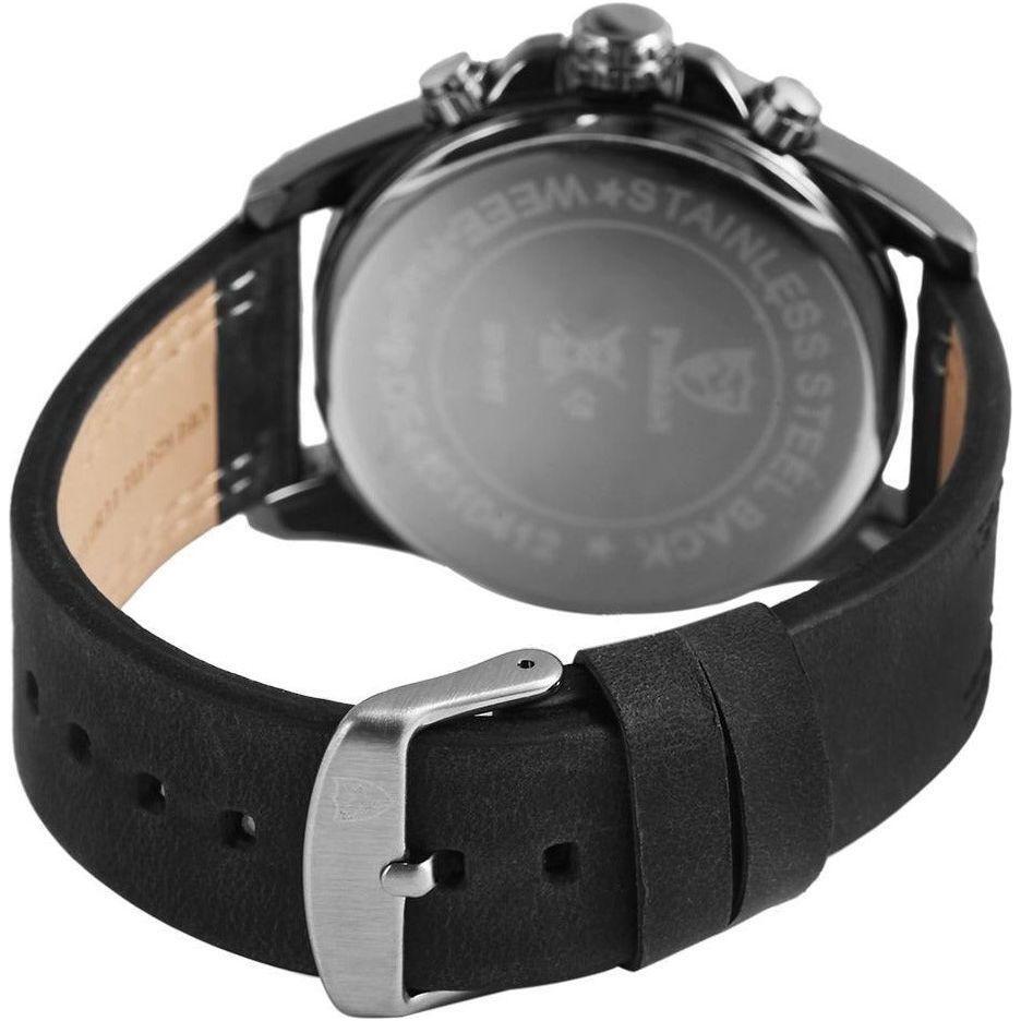 Pierrini Herren - Armbanduhr Echt Lederband Chronograph Quarz - Luxurelle-Shop