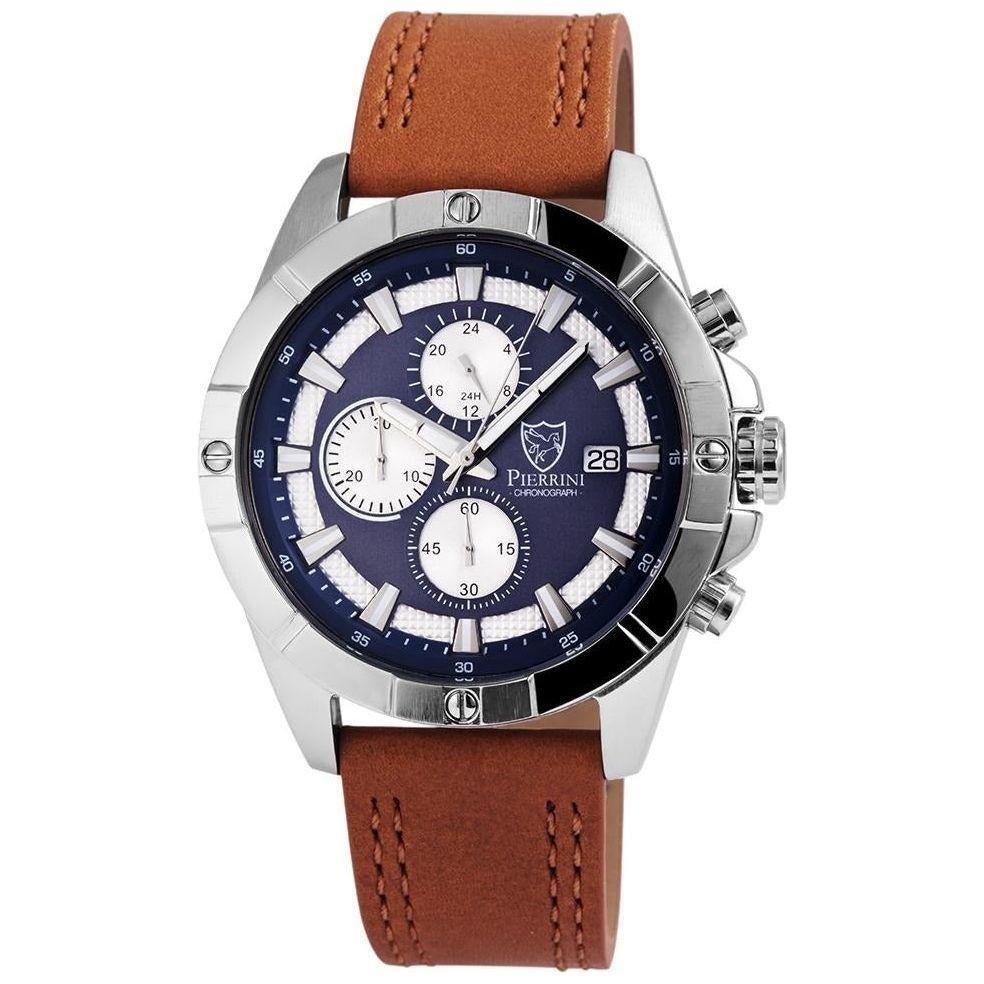 Pierrini Herren - Armbanduhr Echt Lederband Chronograph Quarz - Luxurelle-Shop