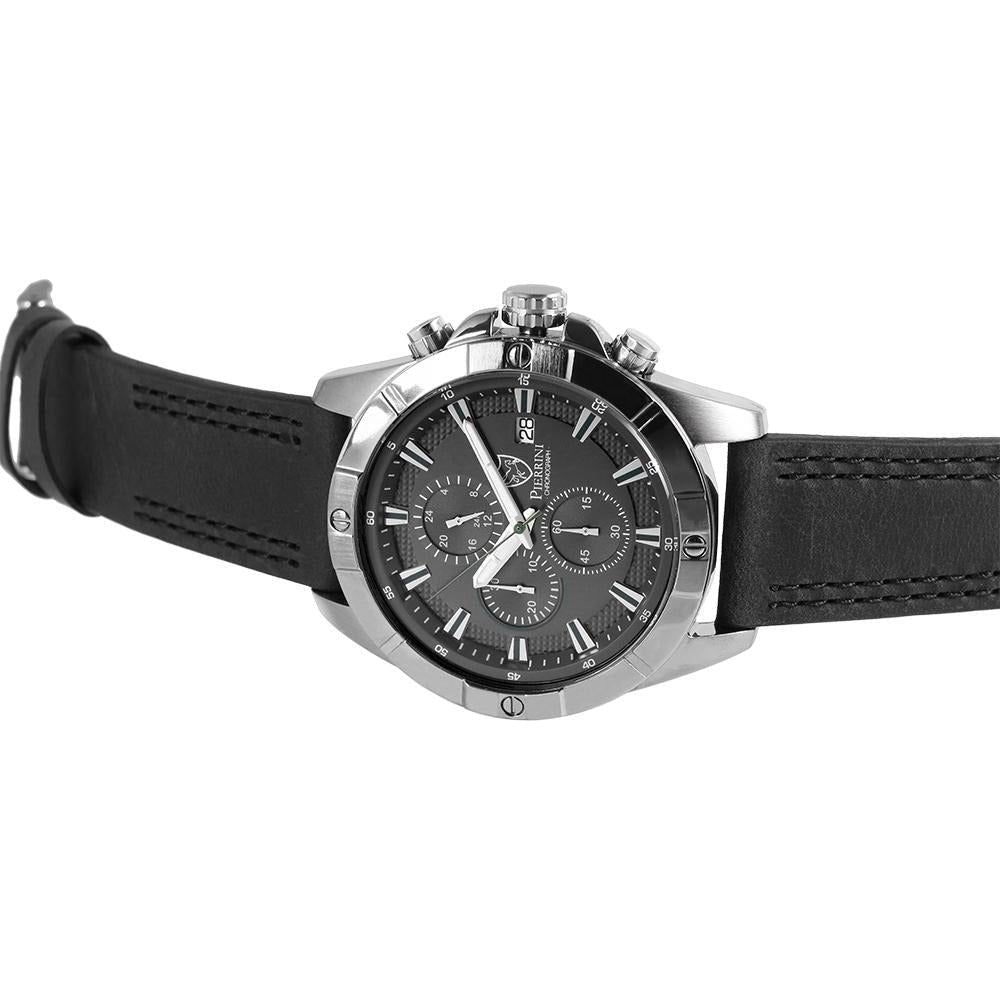 Pierrini Herren - Armbanduhr Echt Lederband Chronograph Quarz - Luxurelle-Shop