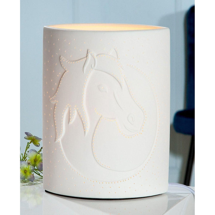 Porzellan Lampe Ellipse"Pferdekopf" 28 cm hoch - Luxurelle-Shop