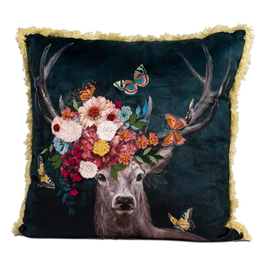 Samt-Kissen mit Hirsch-Motiv – Luxurelle-Shop