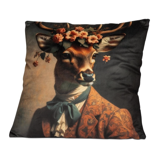 Samt-Kissen mit Hirsch-Motiv