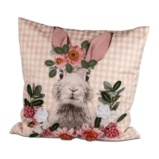 Samt-Kissen mit Hasen-Motiv
