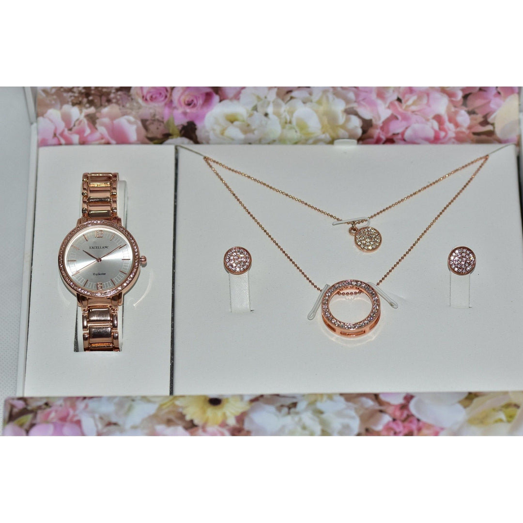 Set 1 Excellanc Damenuhr im Set mit Kette und Ohrringe - Luxurelle-Shop