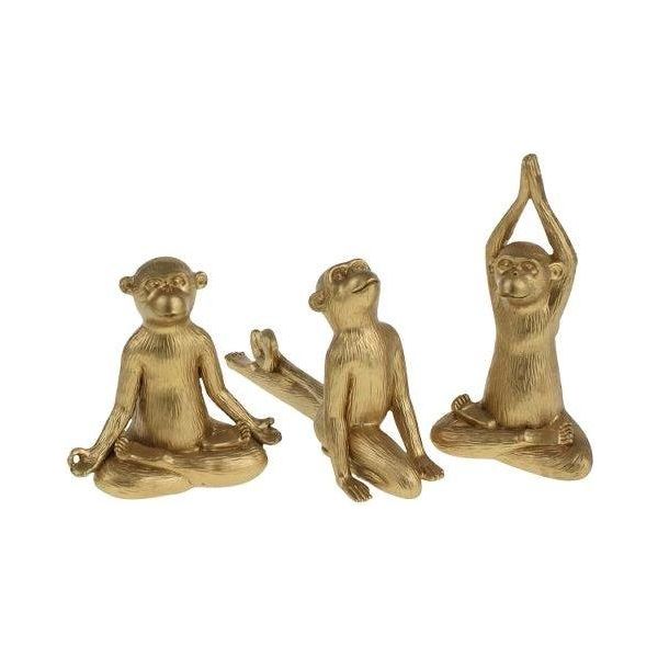 Yoga-Affen, 3 Set gold - Luxurelle-Shop