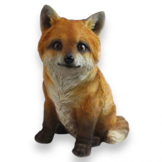 Fuchs Figur sitzend aus Kunstharz – niedliche Tierfigur für Garten und Wohnraum, 23 cm